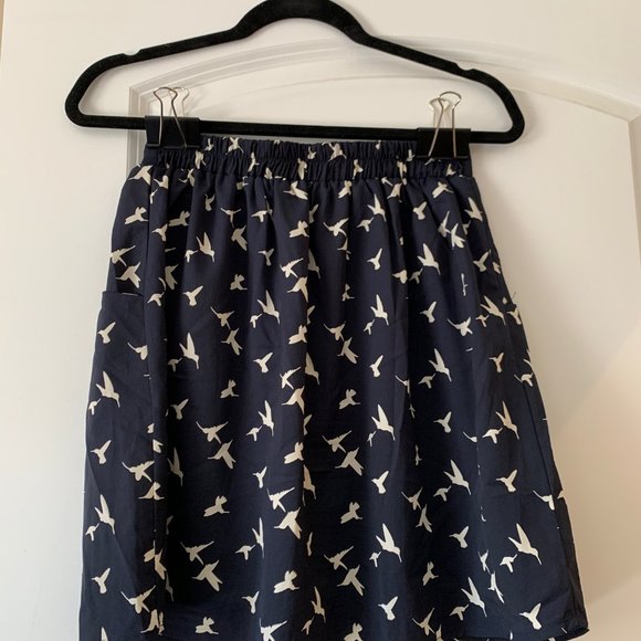 Navy bird-patterned skirt - Picture 2 of 2
